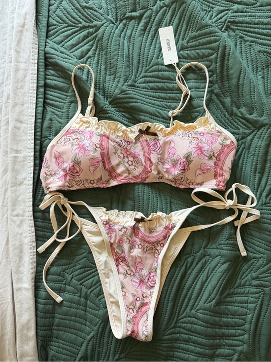 Seamolly Other - Floral Pink Tie-Side Bikini Set - Unbranded